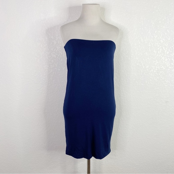 h&m white dress with blue flowers Tube Dress (Navy)